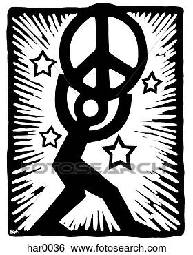 Stock Illustration - man carrying peace 
sign on shoulders. 
fotosearch - search 
clipart, illustration, 
drawings and vector 
eps graphics images
