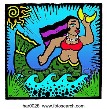 Stock Illustration - mermaid holding 
the moon. fotosearch 
- search clipart, 
illustration, 
drawings and vector 
eps graphics images