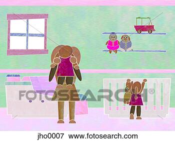 Stock Illustration - mother and children 
in baby's room. 
fotosearch - search 
clipart, illustration, 
drawings and vector 
eps graphics images
