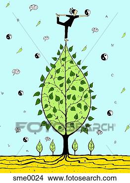 Stock Illustration - person balancing 
on a tree while 
holding a yin 
yang symbol. fotosearch 
- search clipart, 
illustration, 
drawings and vector 
eps graphics images