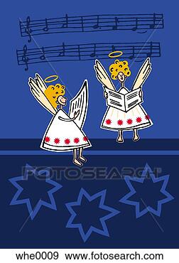 Stock Illustration - two angels singing 
a song. fotosearch 
- search clipart, 
illustration, 
drawings and vector 
eps graphics images