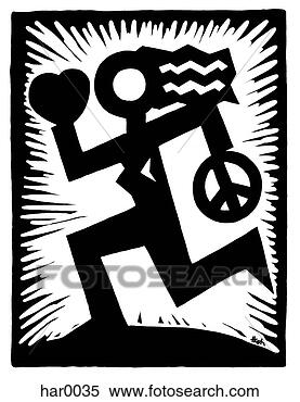 Stock Illustration - woman holding 
peace sign and 
heart. fotosearch 
- search clipart, 
illustration, 
drawings and vector 
eps graphics images