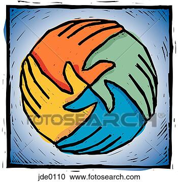 Stock Illustration - four hands. fotosearch 
				- search clipart, 
				illustration, 
				drawings and vector 
				eps graphics images