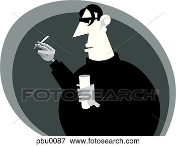 Stock Illustration - man with a drink 
and cigarette. 
fotosearch - search 
clipart, illustration, 
drawings and vector 
eps graphics images