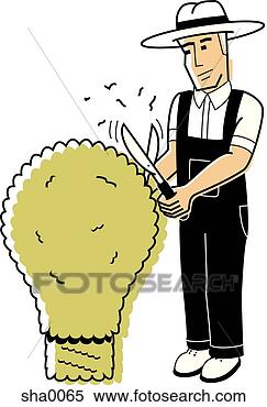 Stock Illustration - man trimming a 
hedge into the 
shape of a lightbulb. 
fotosearch - search 
clipart, illustration, 
drawings and vector 
eps graphics images