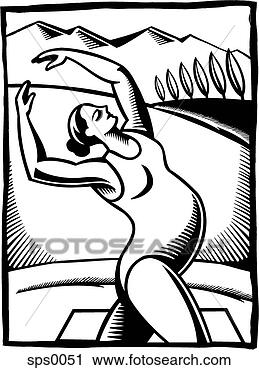 Clipart - a black and white 
drawing of a pregnant 
woman doing a 
stretching. fotosearch 
- search clipart, 
illustration, 
drawings and vector 
eps graphics images
