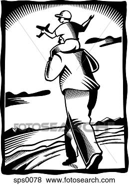 Stock Illustration - a black and white 
drawing of a boy 
sitting on his 
father's shoulders. 
fotosearch - search 
clipart, illustration, 
drawings and vector 
eps graphics images
