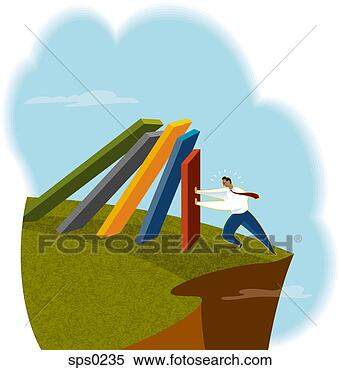 Stock Illustration - a businessman 
pushing a row 
of falling walls. 
fotosearch - search 
clipart, illustration, 
drawings and vector 
eps graphics images