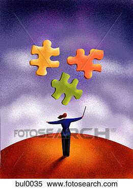 Stock Illustration - a businesswoman 
conducting puzzle 
pieces. fotosearch 
- search clipart, 
illustration, 
drawings and vector 
eps graphics images
