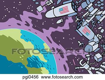 Stock Illustration - a cartoon drawing 
of the space and 
the planet earth. 
fotosearch - search 
clipart, illustration, 
drawings and vector 
eps graphics images