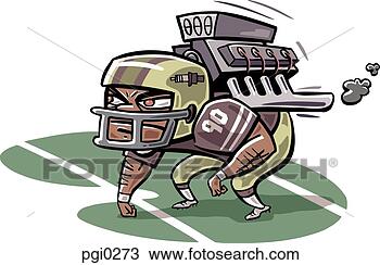 Drawing - a football player 
ready to charge 
with a motor on 
his back. fotosearch 
- search clipart, 
illustration, 
drawings and vector 
eps graphics images