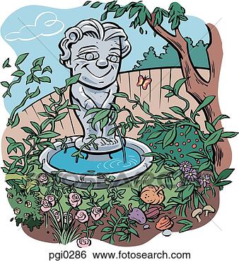 Stock Illustration - a fountain statue 
in the center 
of a garden. fotosearch 
- search clipart, 
illustration, 
drawings and vector 
eps graphics images