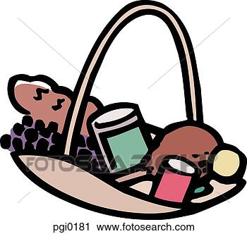 Clipart - an illustration 
of a basket containing 
food. fotosearch 
- search clipart, 
illustration, 
drawings and vector 
eps graphics images