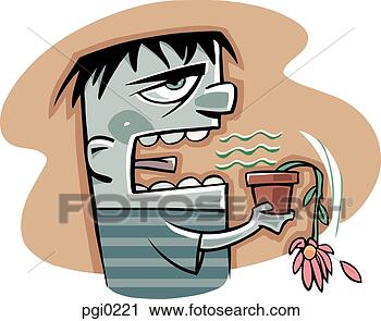 Clipart - a man killing 
a potted flower 
with his bad breath. 
fotosearch - search 
clipart, illustration, 
drawings and vector 
eps graphics images
