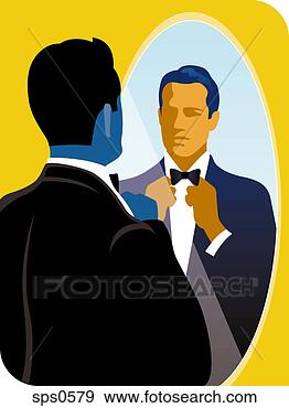 Stock Illustration - a man straightening 
his bow tie. fotosearch 
- search clipart, 
illustration, 
drawings and vector 
eps graphics images