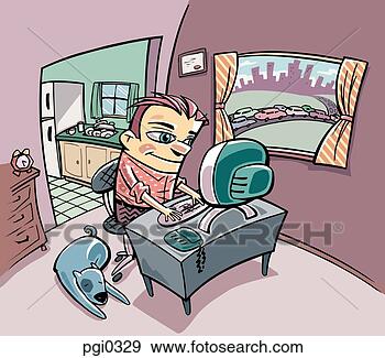 Stock Illustration - a man working 
from a home office. 
fotosearch - search 
clipart, illustration, 
drawings and vector 
eps graphics images