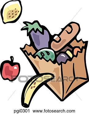 Clipart - a paper bag full 
of fruits and 
vegetables. fotosearch 
- search clipart, 
illustration, 
drawings and vector 
eps graphics images
