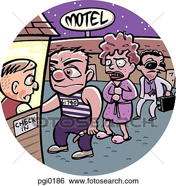 Stock Illustration - people lining 
up to check into 
a motel. fotosearch 
- search clipart, 
illustration, 
drawings and vector 
eps graphics images