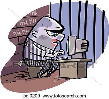 Stock Illustration - a prisoner using 
the computer in 
his cell. fotosearch 
- search clipart, 
illustration, 
drawings and vector 
eps graphics images