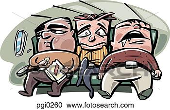 Stock Illustration - a thin man being 
squeezed by two 
fat men on a flight. 
fotosearch - search 
clipart, illustration, 
drawings and vector 
eps graphics images