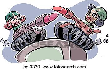 Stock Illustration - two women fighting 
in a makeup war. 
fotosearch - search 
clipart, illustration, 
drawings and vector 
eps graphics images