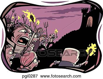 Stock Illustration - villagers storming 
the castle as 
part of the riot 
against the lord 
of. fotosearch 
- search clipart, 
illustration, 
drawings and vector 
eps graphics images
