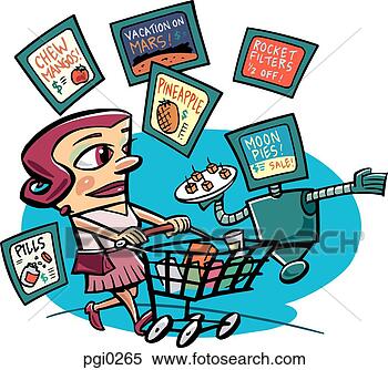 Stock Illustration - a woman with a 
shopping cart 
in a grocery store. 
fotosearch - search 
clipart, illustration, 
drawings and vector 
eps graphics images