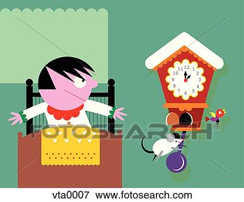 Stock Illustration - a boy being woken 
up by his alarm 
clock. fotosearch 
- search clipart, 
illustration, 
drawings and vector 
eps graphics images