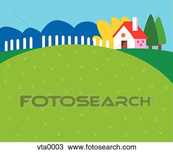 Drawing - a house with a 
big yard. fotosearch 
- search clipart, 
illustration, 
drawings and vector 
eps graphics images