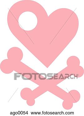 Stock Illustration - an illustration 
of a heart and 
cross bones. fotosearch 
- search clipart, 
illustration, 
drawings and vector 
eps graphics images