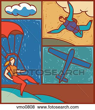 Stock Illustration - illustration of 
skydivers. fotosearch 
- search clipart, 
illustration, 
drawings and vector 
eps graphics images