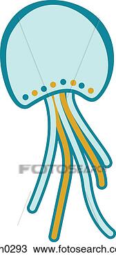 Drawing - illustration of 
a yellow and blue 
jelly fish. fotosearch 
- search clipart, 
illustration, 
drawings and vector 
eps graphics images