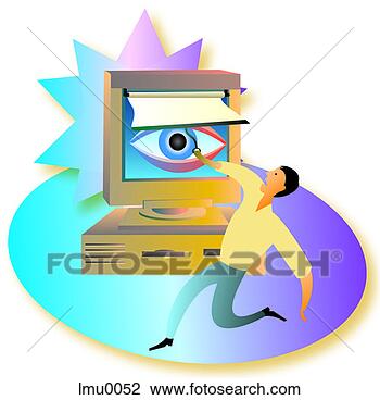 Clip Art - man pulling blinds 
down on a computer 
screen with an 
eye on it. fotosearch 
- search clipart, 
illustration, 
drawings and vector 
eps graphics images