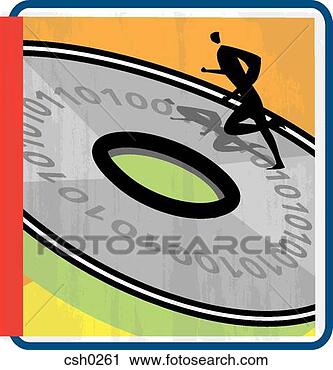 Clipart - a man running 
around a compact 
disc. fotosearch 
- search clipart, 
illustration, 
drawings and vector 
eps graphics images