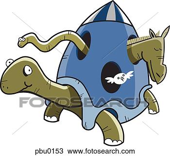 Drawing - a picture of a 
turtle with a 
snake and horse 
coming out of 
its shell. fotosearch 
- search clipart, 
illustration, 
drawings and vector 
eps graphics images