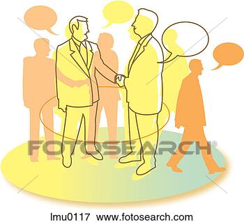 Stock Illustration - profiles of businessmen 
shaking hands 
and speaking to 
each other. fotosearch 
- search clipart, 
illustration, 
drawings and vector 
eps graphics images