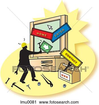Clipart - a programmer fixing 
a web site. fotosearch 
- search clipart, 
illustration, 
drawings and vector 
eps graphics images