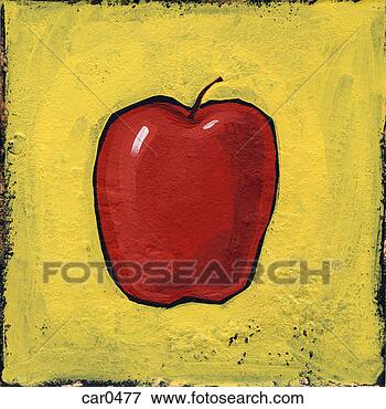 Stock Illustration - closeup of a red 
apple on yellow 
background. fotosearch 
- search clipart, 
illustration, 
drawings and vector 
eps graphics images