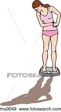 Banque d'Illustrations - devant, vue, jeune, 
femme, peser, 
elle-mme, coulage, 
dform, ombre. 
fotosearch - recherchez 
des cliparts, 
des illustrations, 
des dessins et 
des images vectorises 
au format eps