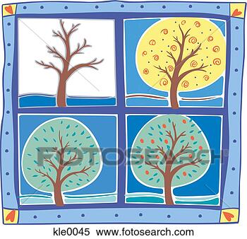 Stock Illustration of A tree in the four seasons kle0045 - Search