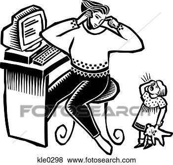 Stock Illustration - a mother in her 
home office on 
the phone while 
her daughter cries 
in. fotosearch 
- search clipart, 
illustration, 
drawings and vector 
eps graphics images