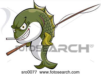 Stock Illustration of Illustration of a fish with a fishing pole