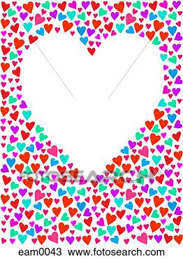 Drawing of White heart surrounded by tiny hearts eam0043 - Search