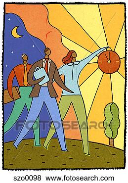 Stock Illustration - businesswoman 
leading the way 
with a clock light. 
fotosearch - search 
clipart, illustration, 
drawings and vector 
eps graphics images