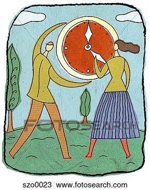 Drawing - man and woman 
turning back time. 
fotosearch - search 
clipart, illustration, 
drawings and vector 
eps graphics images
