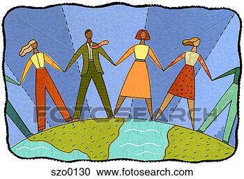 Stock Illustration - people holding 
hands accross 
the world. fotosearch 
- search clipart, 
illustration, 
drawings and vector 
eps graphics images