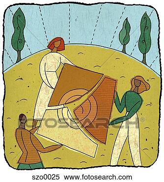Stock Illustration - three people solving 
a puzzle. fotosearch 
- search clipart, 
illustration, 
drawings and vector 
eps graphics images