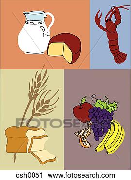 Clipart - the four food 
groups. fotosearch 
- search clipart, 
illustration, 
drawings and vector 
eps graphics images