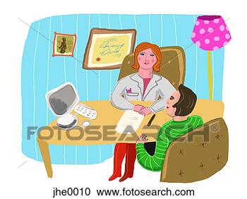 Stock Illustration - doctor and patient 
talking. fotosearch 
- search clipart, 
illustration, 
drawings and vector 
eps graphics images