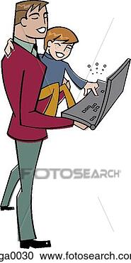 Stock Illustration - businessman letting 
his son play with 
his laptop computer. 
fotosearch - search 
clipart, illustration, 
drawings and vector 
eps graphics images